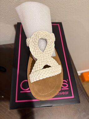 Corkys Ivory Braided Slide Sandal